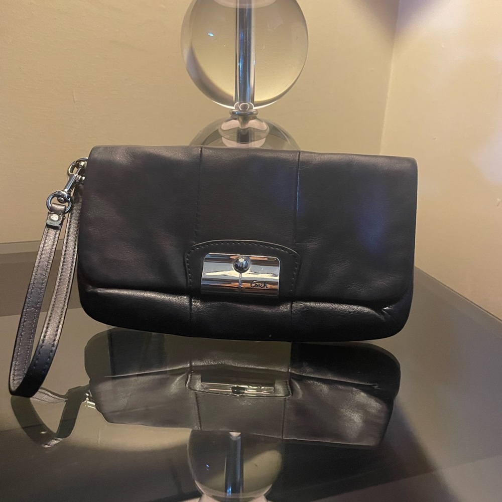Coach Black Leather Clutch Bag